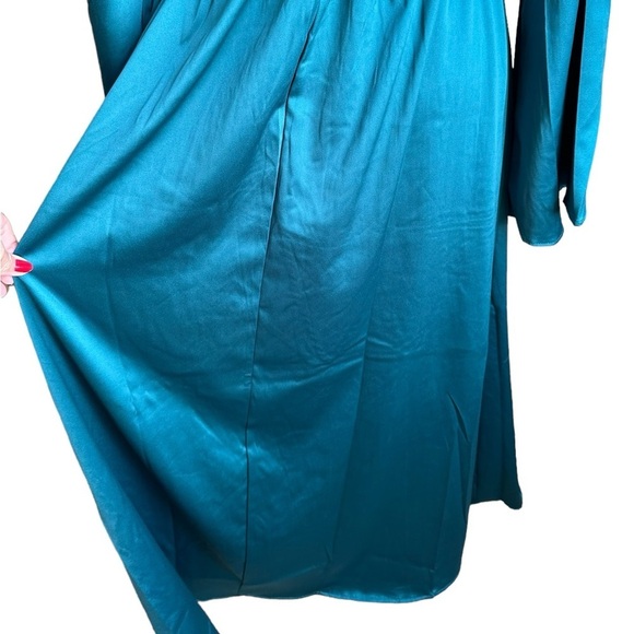 Justify Green Teal Long Sleeve Slit V-neck Maxi Dress Size M - Picture 5 of 17